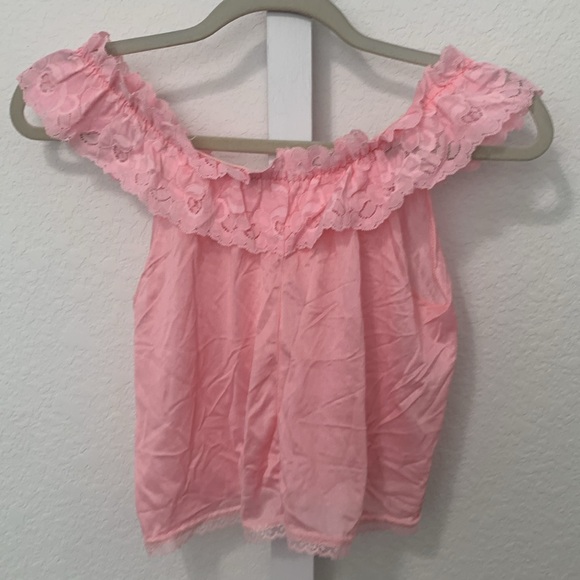 Vintage Ballet Pink Ruffle Crop Top - Picture 4 of 7